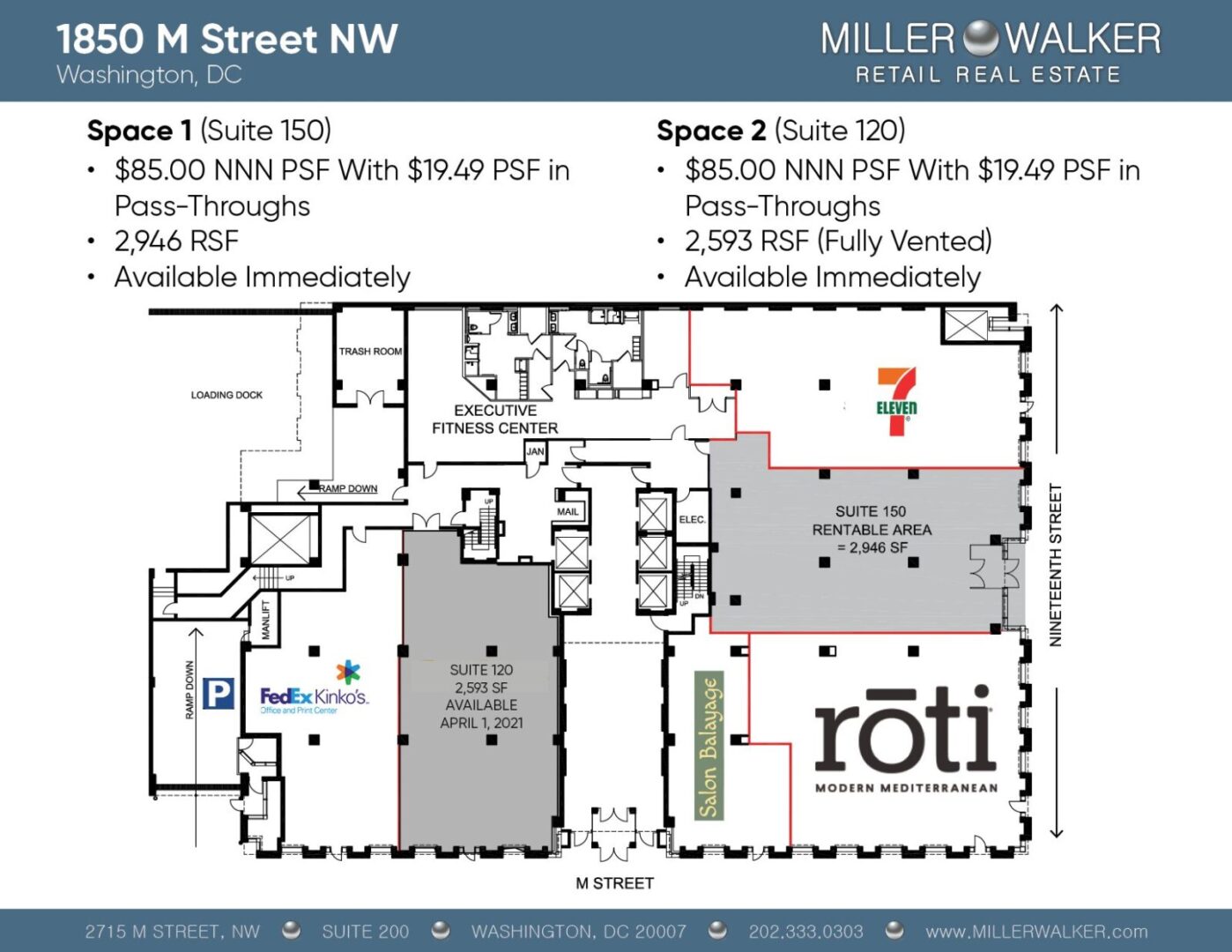 Retail Space for Lease DC - Former Au Bon Pain Property 1850 M Street Washington DC Floor Plans